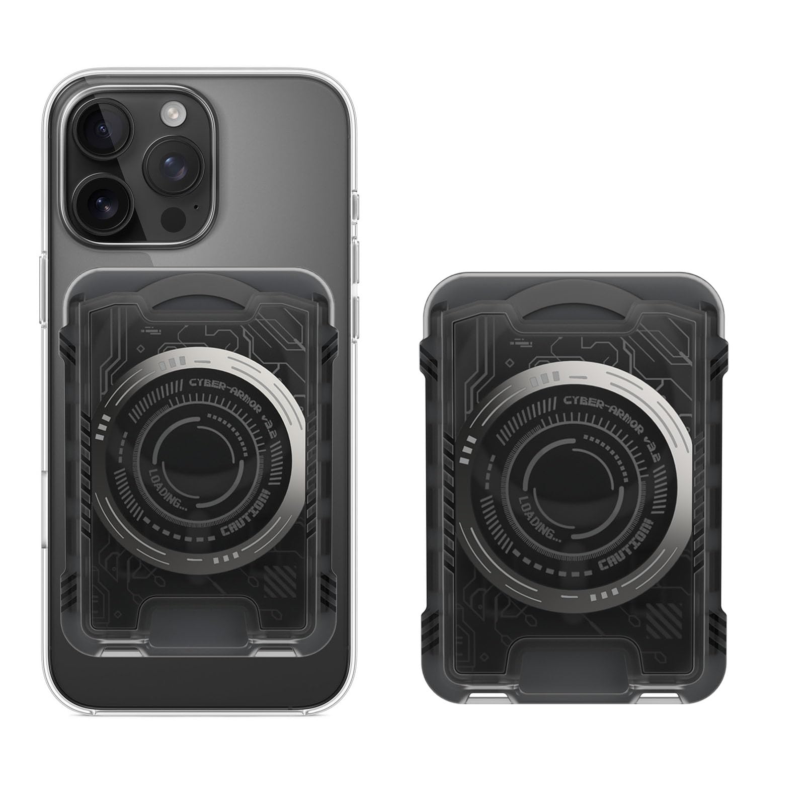 HZmeris for MagSafe Wallet Strong Magnetic Card Holder for iphone Holds 3 Cards Compatible with POPsocket-for Students, Work, Travel, Office(Smoked