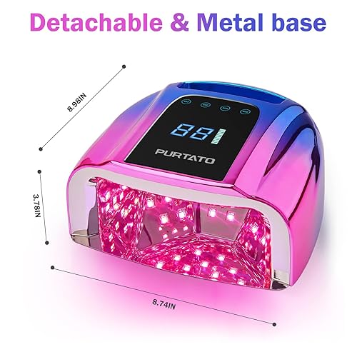 Miniatura 8 de Luz UV inalámbrica portátil profesional recargable de 96 W UV LED para máquina de lámpara de uñas con parte inferior de acero inoxidable extraíble