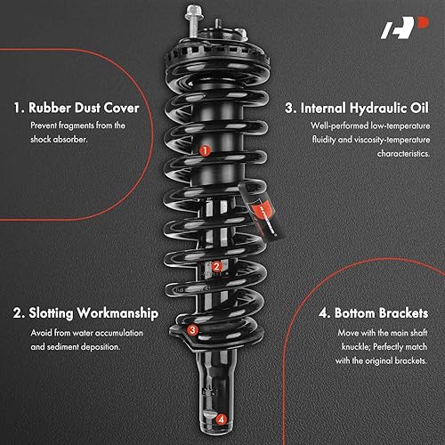 Miniatura 3 de A-Premium Amortiguadores delanteros y traseros compatibles con Chevrolet Trailblazer 2002-2009, Trailblazer EXT 2002-2006 y GMC Envoy 2002-2009,