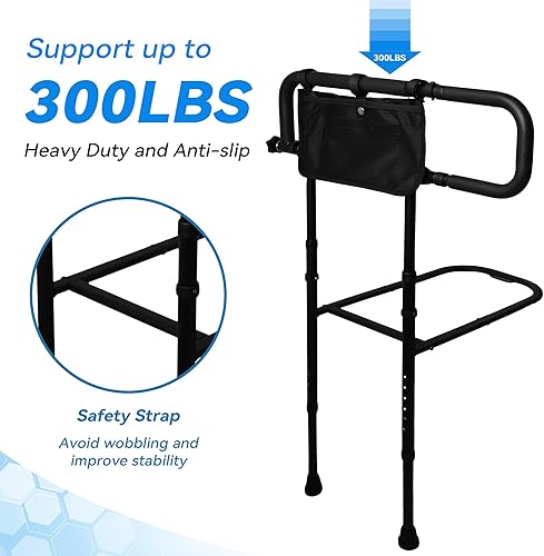 Miniatura 3 de NexusSmash Rieles de cama para adultos mayores, riel de asistencia de cama con bolsillo de almacenamiento y correa, rieles de asistencia de cama