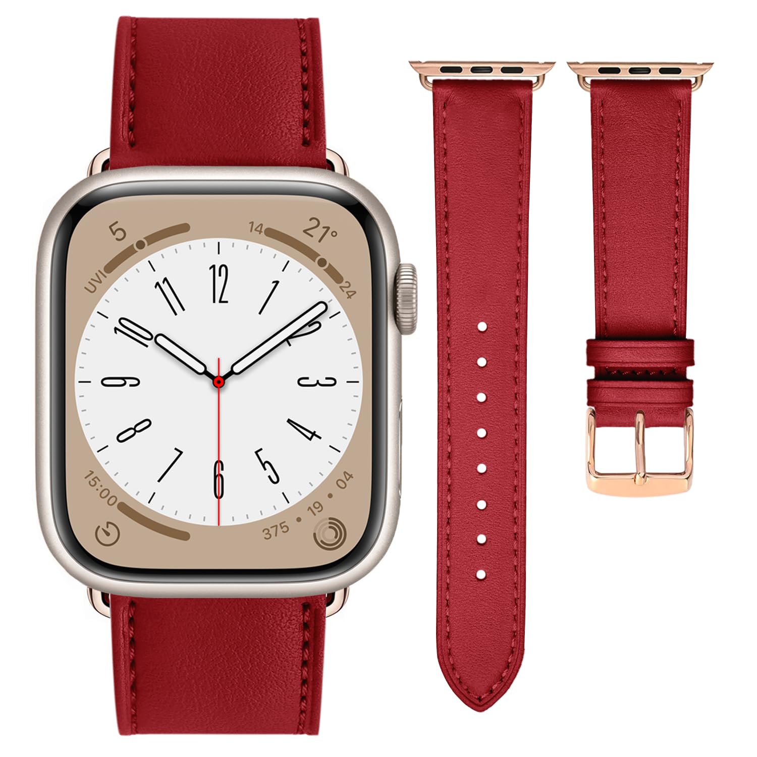 12QIAIFBLL Leather Bands Compatible with Apple Watch 38mm 40mm 41mm 42mm 44mm 45mm 49mm Replacement Genuine Leather Strap for iWatch Series SE/SE2/Ultra/8/7/6/5/4/3/2/1 Wristband for Women and Men