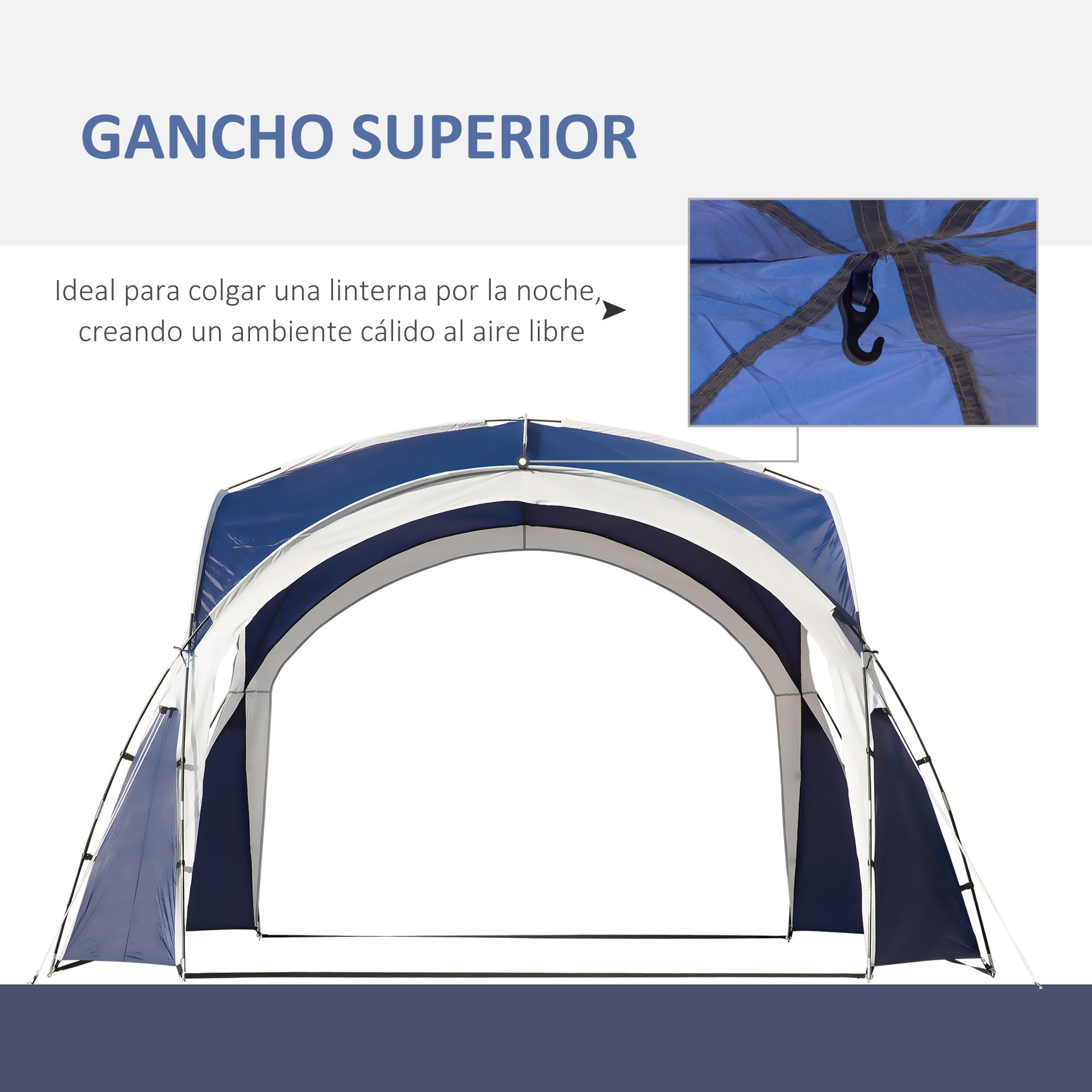 Outsunny Toldo Camping Plegable 3,5x3,5 m Impermeable Protección UV Azul