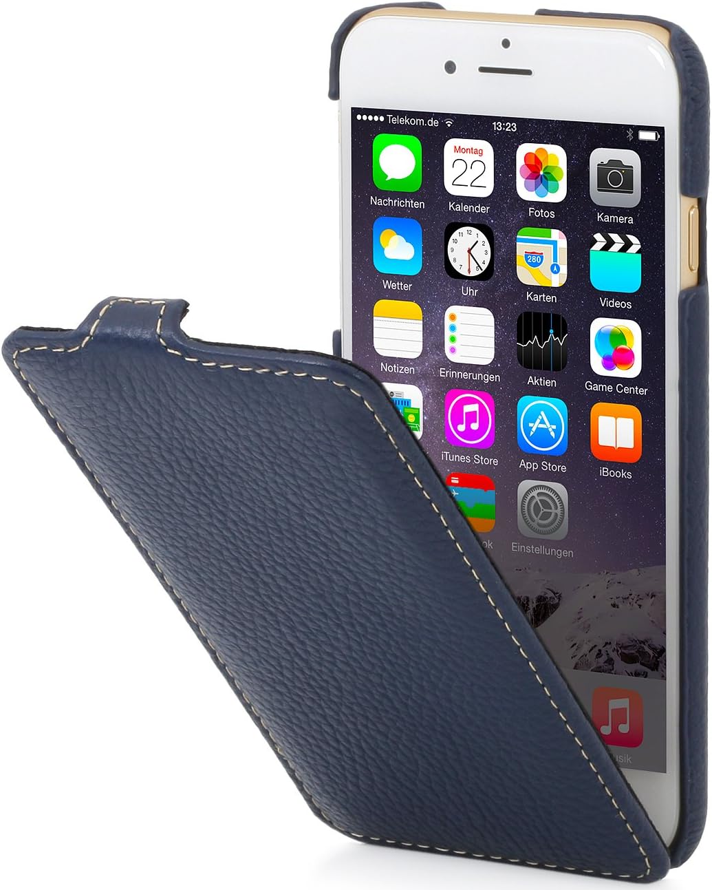 StilGut® UltraSlim, Genuine Leather Case for iPhone 6 & iPhone 6s (4.7''), Navy Blue