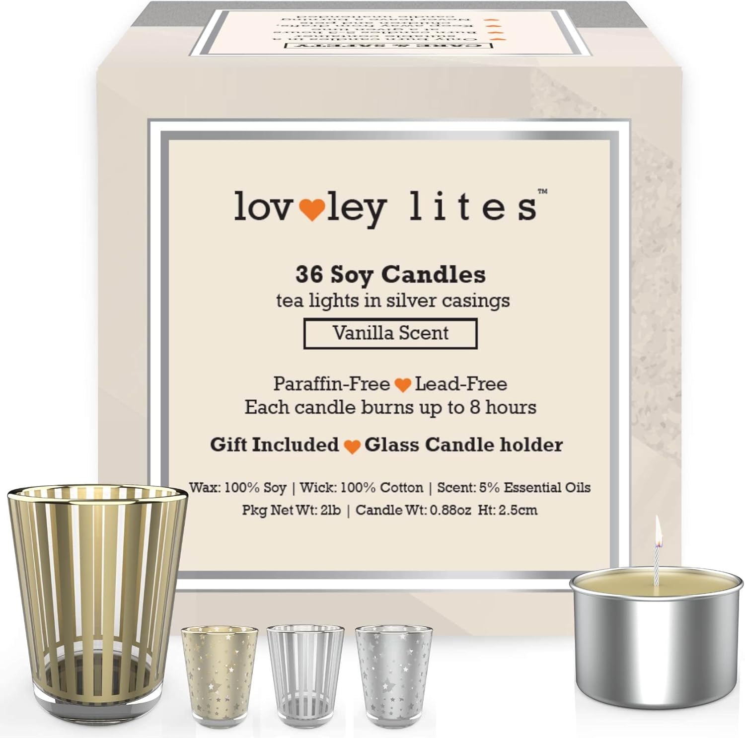 Lovley Lites Soy Tealight Candles Vanilla 36 Premium Long