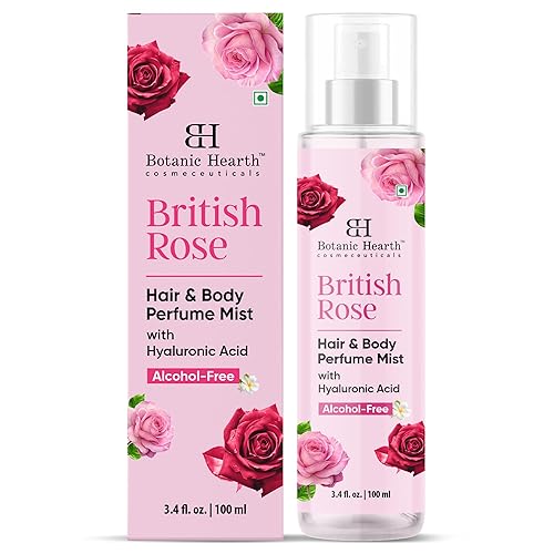 Botanic Hearth British Rose - Perfume para el cabello y niebla corporal, desodorante para el cabello de larga duración, aroma corporal para mujeres