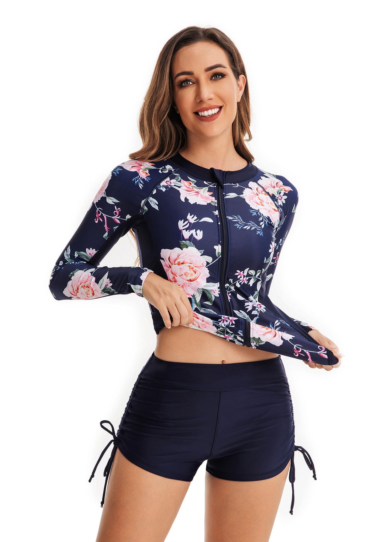 Donna Rash Guard 2 Pezzi Rash Guard Set Costumi da Bagno Surf Diving Swimsuits per Le Donne(Multicolore-38)