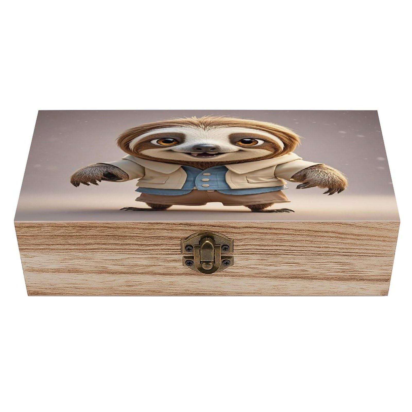 FekiLoot Funny Sloth Wooden Storage Box Exquisite Wood Keepsake Box Vintage Wooden Gift Jewelry Case for Crafts And Photo Storage Boxes