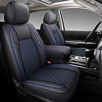 Coverado Custom-Fit Leather Seat Covers Full Set for Toyota Tundra 2007-2021 (Blue) - Waterproof, Airbag Compatible Truck Protectors