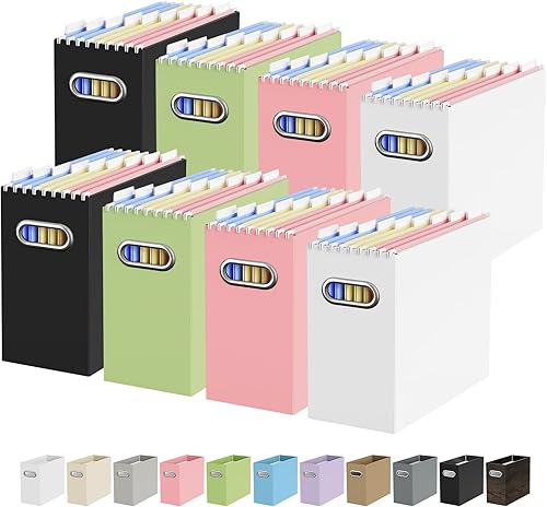 Vista 23 de Caja organizadora de archivos de cartón Oterri para carpetas de archivos colgantes tamaño carta, caja de archivos para escritorio de computadora