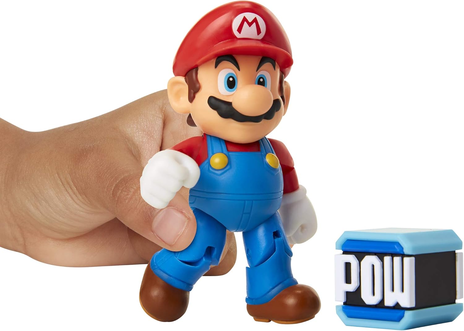 Super Mario Collectible Mario 4" Poseable Articulated Action Figure with POW Accessory