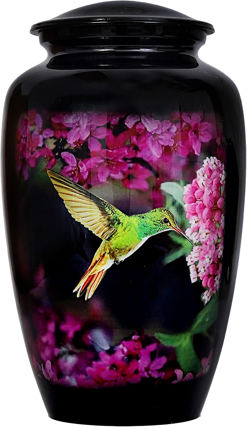 Hummingbird Urn– Cremation Large Urn for Human Ashes - Adult Funeral Urn Handcrafted - Affordable Urn for Ashes (Adult (200 lbs) – 10.5 x 6 “,Hummingbird Urn)