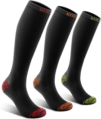 Bigant Compression Socks for Women Men Circulation Support Running Athletic Recovery Knee Socks Upgraded Wicking 3Pairs