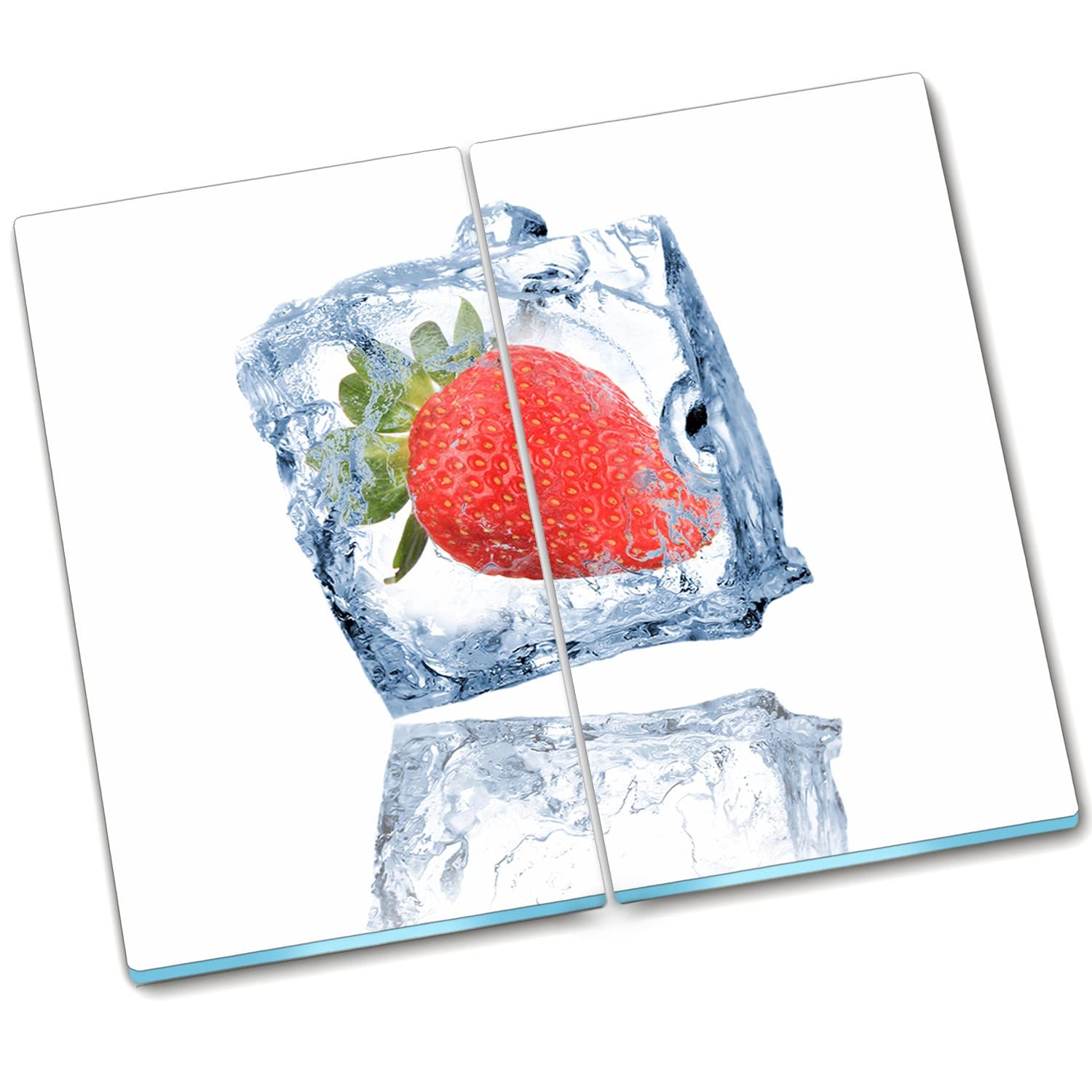 Planche en verre 2x30x52 cm fraise pour couvrir et protéger votre plaque de cuisson