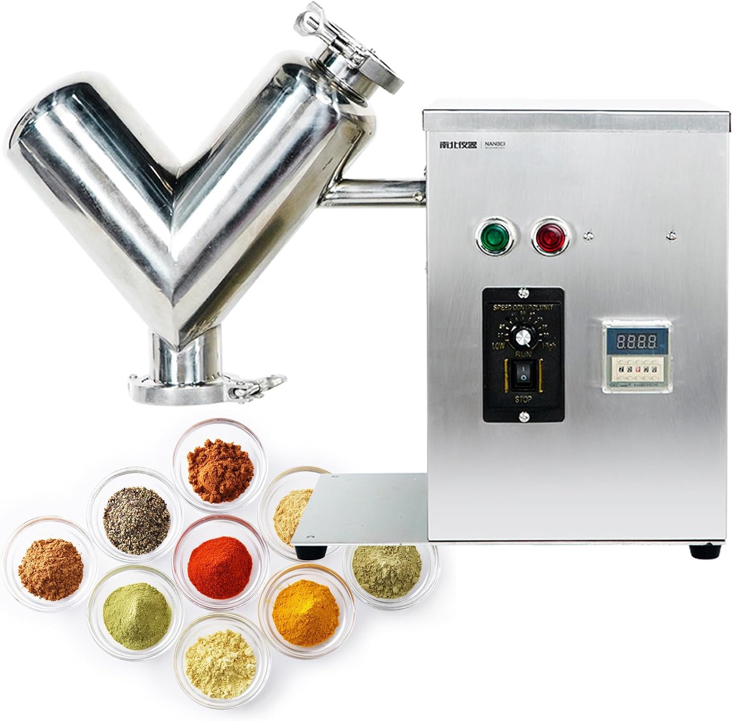 Dry Powder Mixer Powder Blender 2L Lab Dry Powder Mixer Mixing Machine Stainless Steel Powder Mixing Machine Granule Food Powder Drum Mixer Machine for Food Medical