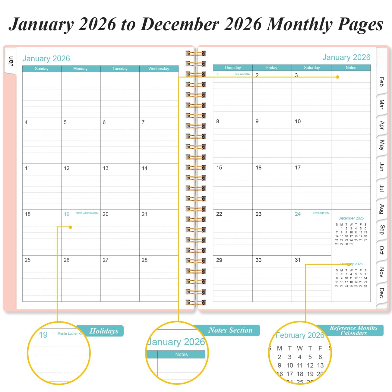Snapklik.com : 2026 Planner - Weekly And Monthly Calendar Planner From ...