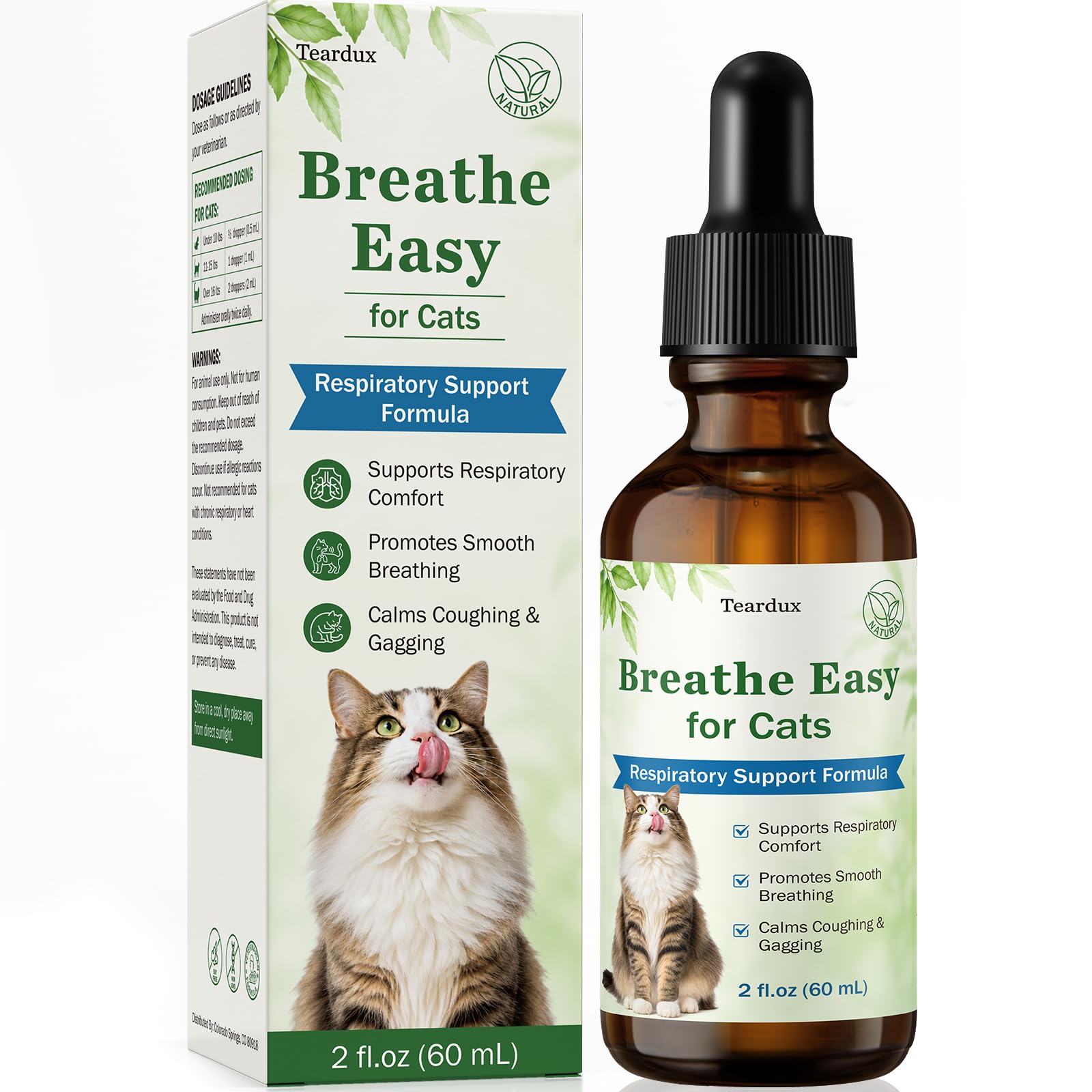 Cat Respiratory Support, Breathe Easy for Cats, Relieves Sneezing, Coughing