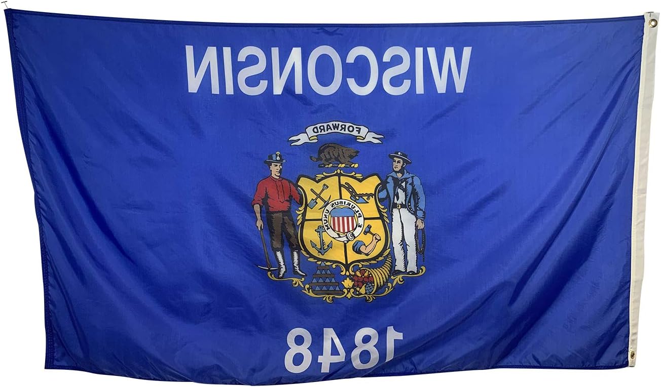 2x3' Wisconsin State Flag - All Weather Nylon & Reinforced Fly End Stitching - Made in USA (2x3')