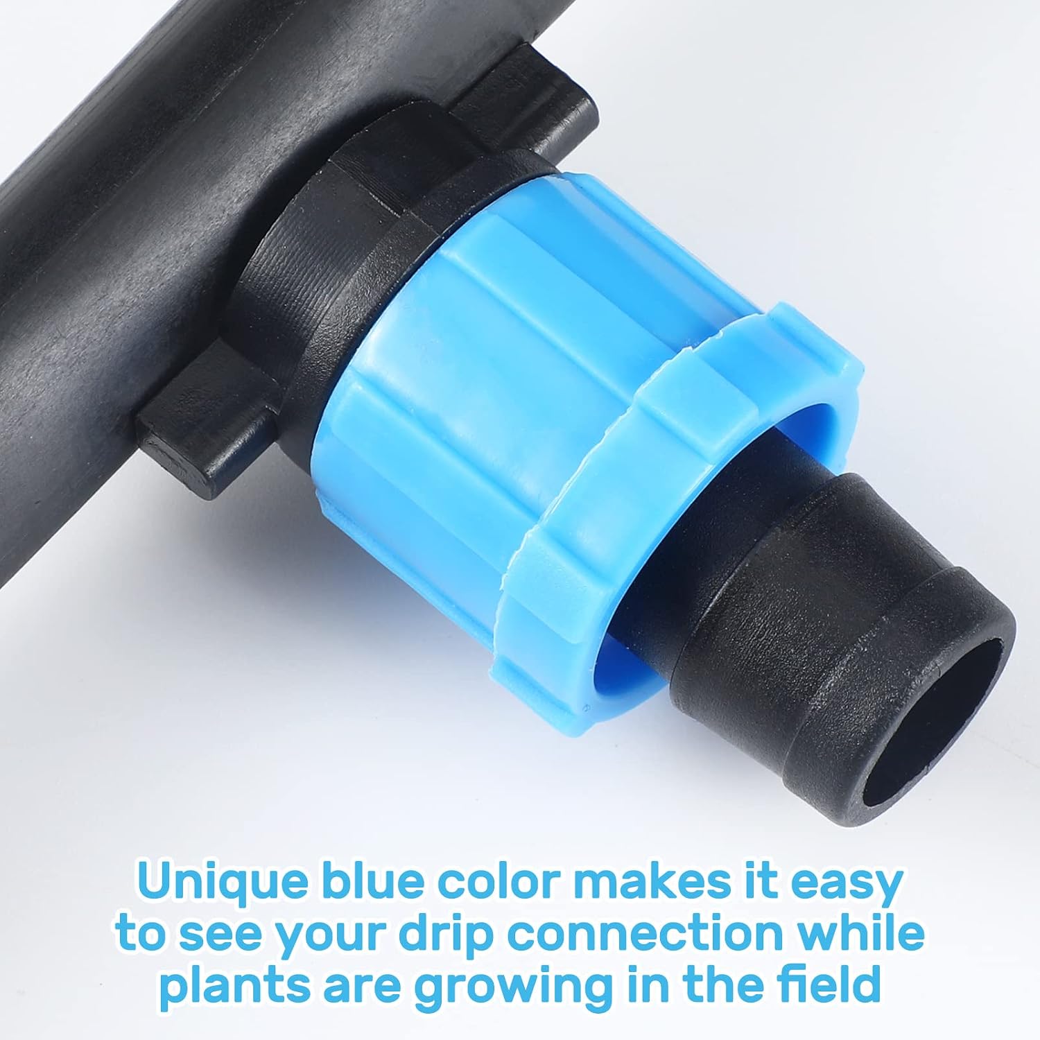 Frienda 100 Pcs Drip Tape Connector Fittings 1/4" Barb to 5/8" Tubing, Blue image 5