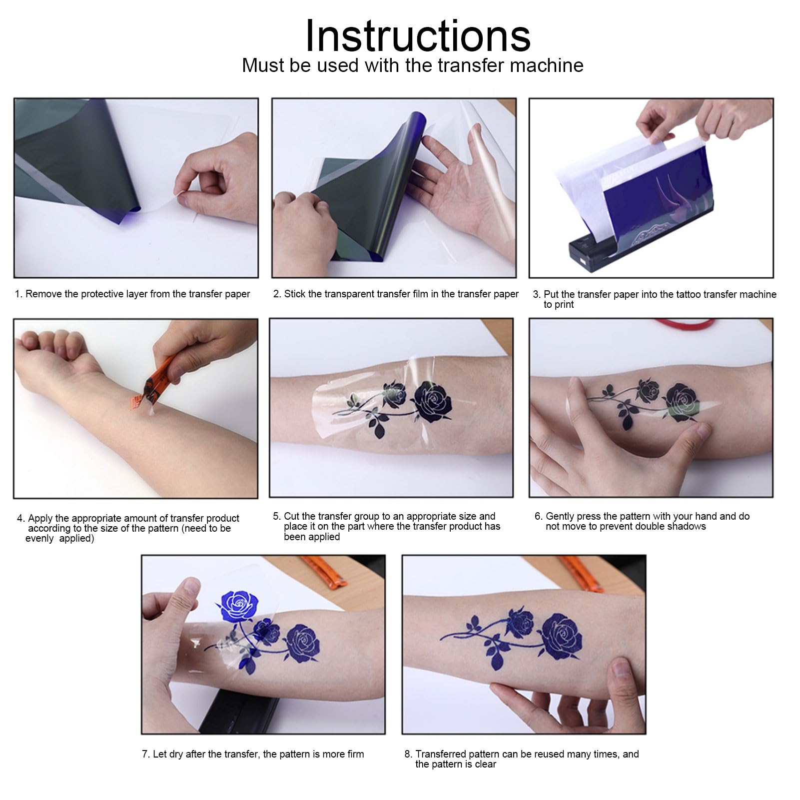 Papier Transfert Tatouage - 50 Feuilles Transparentes - Pour Pochoir Et Machine