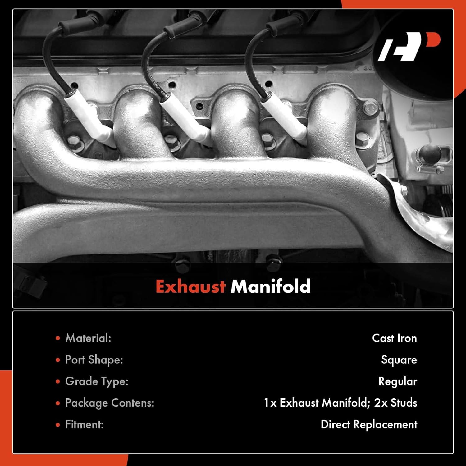 A-Premium Right Side Exhaust Manifold Kit W/Studs [3.5L] Compatible with Mitsubishi Montero 2001 2002