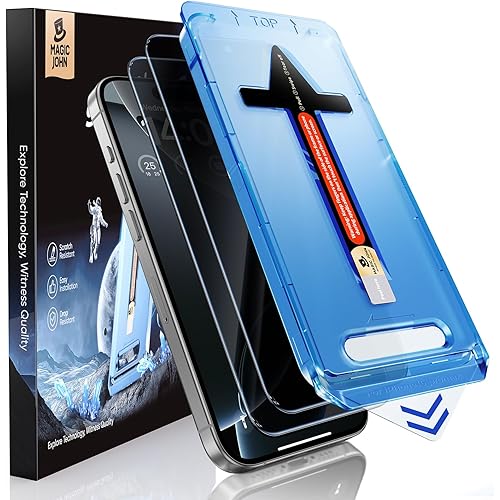 MAGIC JOHN 2 Pack for iPhone 16 Pro Max 6.9 inch Privacy Tempered Glass Screen Protector, Bubble Free, Easy Installation, Auto Dust-Elimination