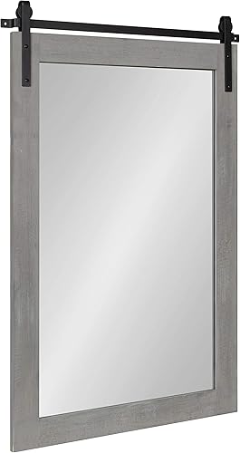 Kate and Laurel Cates - Espejo de pared tipo granja (24 x 38 pulgadas), color gris