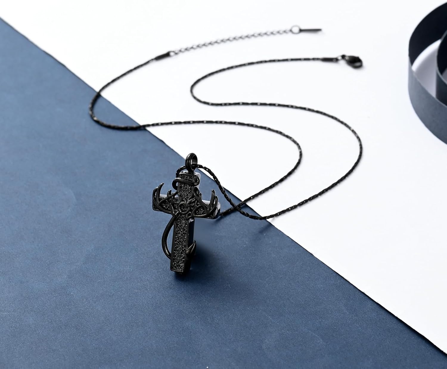 constantlife Cross Urn Necklace for Ashes for Women Men Fish Hook Memorial Pendant Deer Antler Cremation Jewelry Human Pet Ashes Holder Keepsake - Image 6
