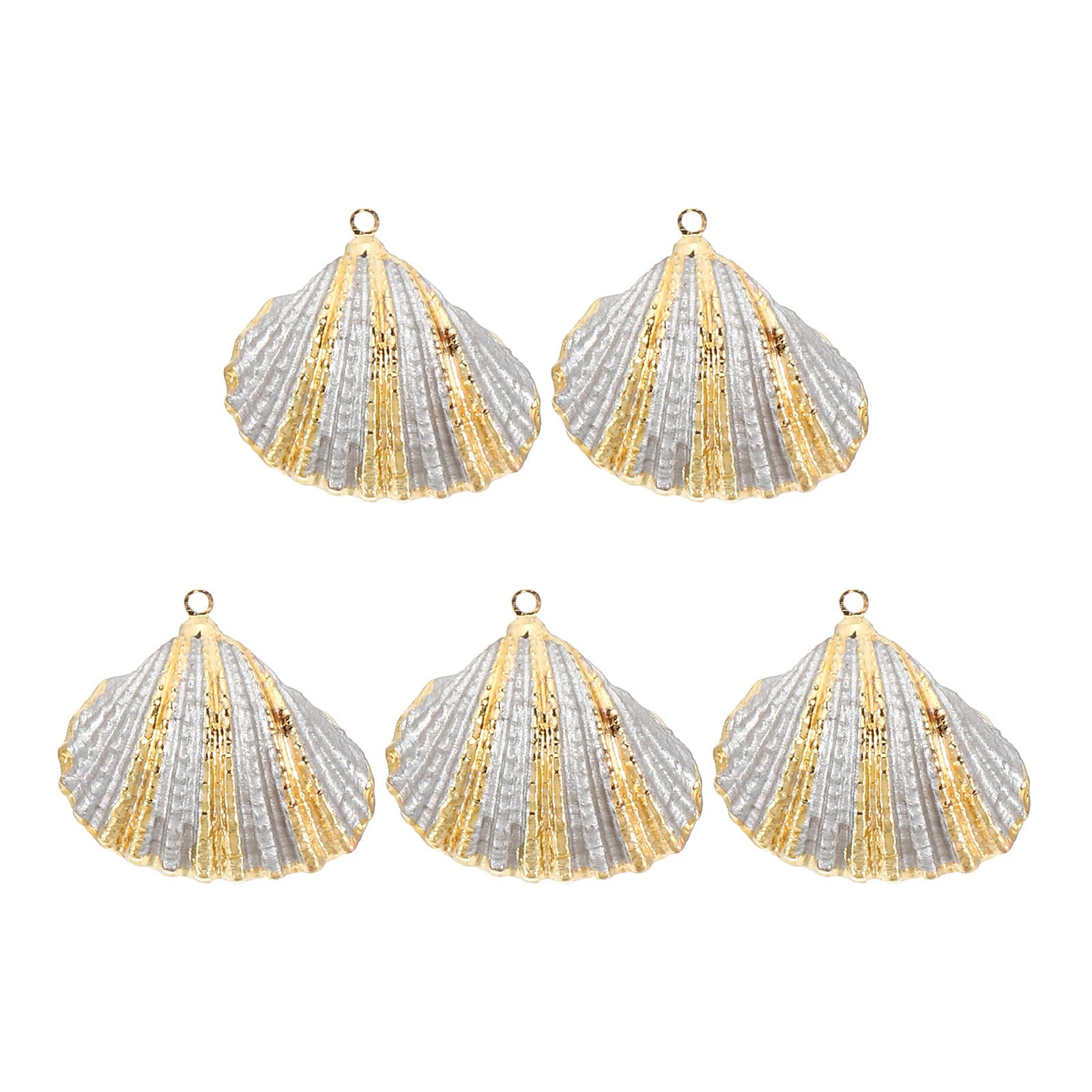 PATIKIL Natural Seashell Pendants, 5 Pcs Dyed Shells Craft Charm Scallop Shells for Necklace DIY Ocean Jewelry Making Silver Tone