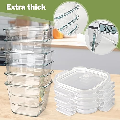 Miniatura 6 de Recipientes de vidrio para sopa con tapas de 32 onzas, recipientes de almacenamiento de vidrio de borosilicato altos para almuerzo, helado, viajes y