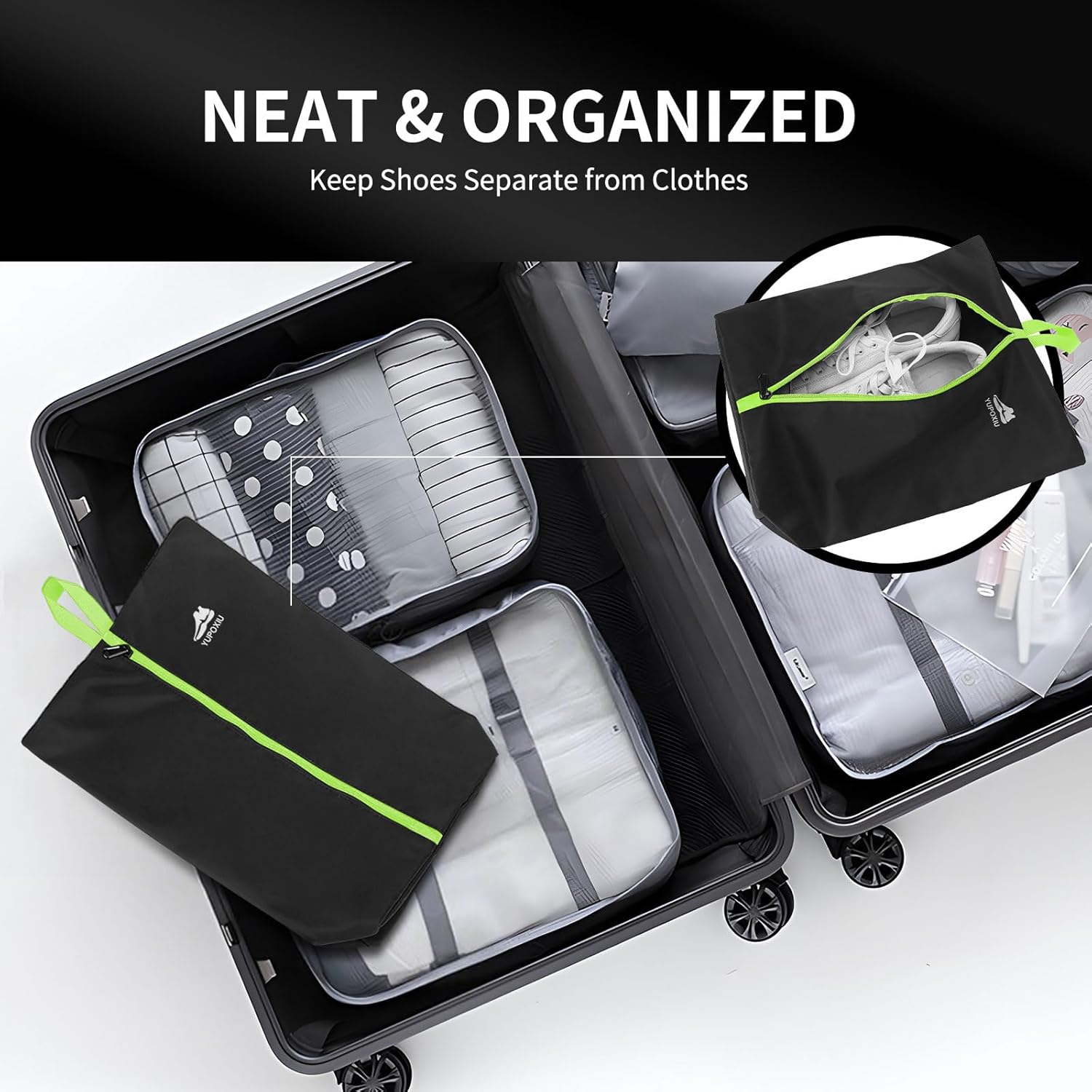 Yupoxiu Smell Proof Cleat Bag - Odor Absorbing, Water-Resistant & Lightweight Shoe Organizer for Soccer, Golf, Gym & Travel (Green) - Image 6