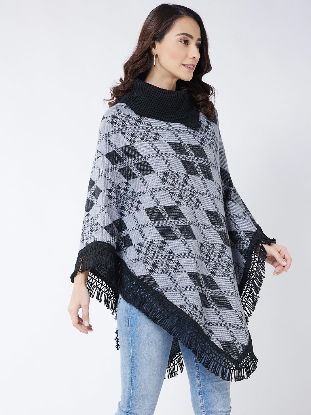 Pivl Wool Blend Poncho-Grey Mix - Image 5 thumbnail