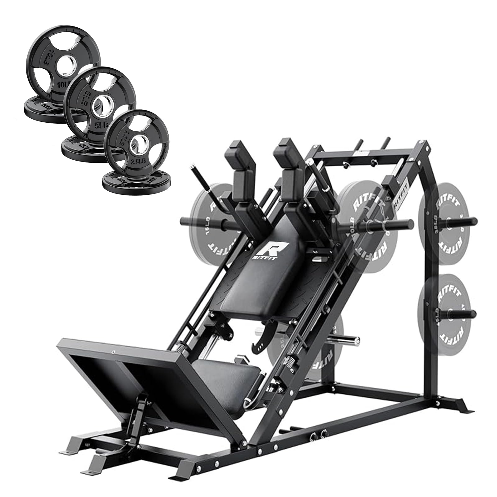 RitFit Gazelle Pro 3-in-1 Leg Press &amp; Hack Squat Machine, 2000LB Capacity