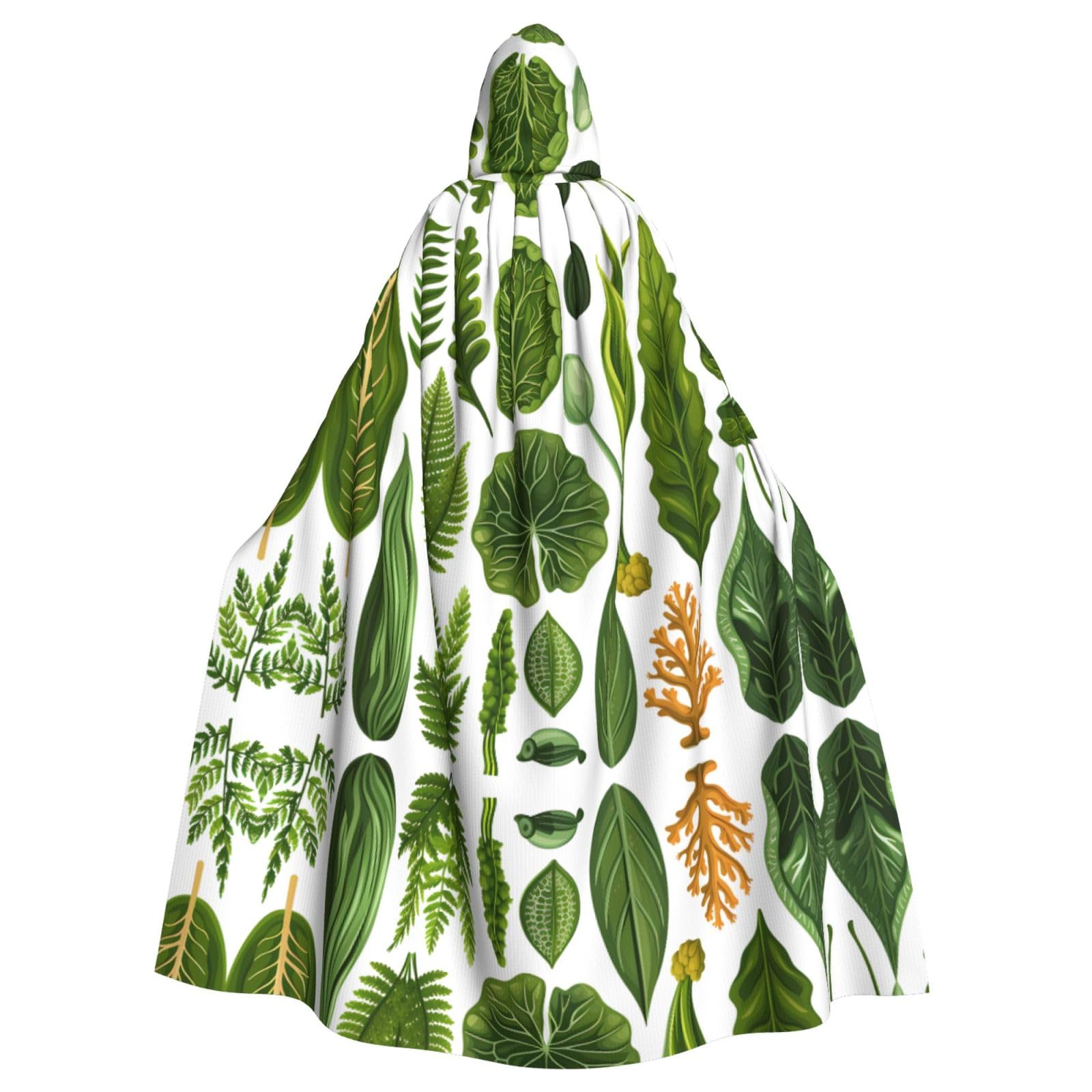 Wzywhj Unisex Black Seaweed Coral Under The Sea Printing Aldult Cosplay Poncho Hooded Cloak For Men And Women Halloween Party