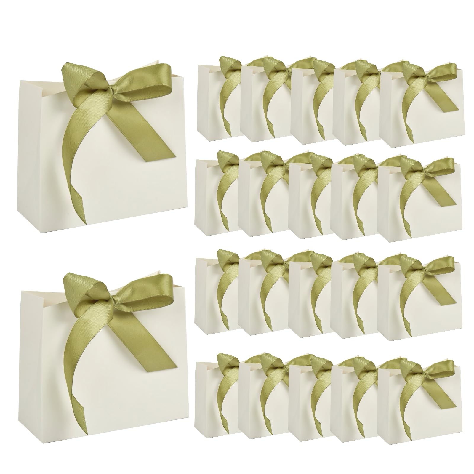 Photo 1 of 24Pack Small Gift Bags, Mini Party Favor Bag Treat Box with Bow Ribbon,Party Favors Goodie Bags For Wedding,Birthday,Baby Shower Favor, Bridal Shower(4.5x1.8x3.9 Inch) (WHITE)
