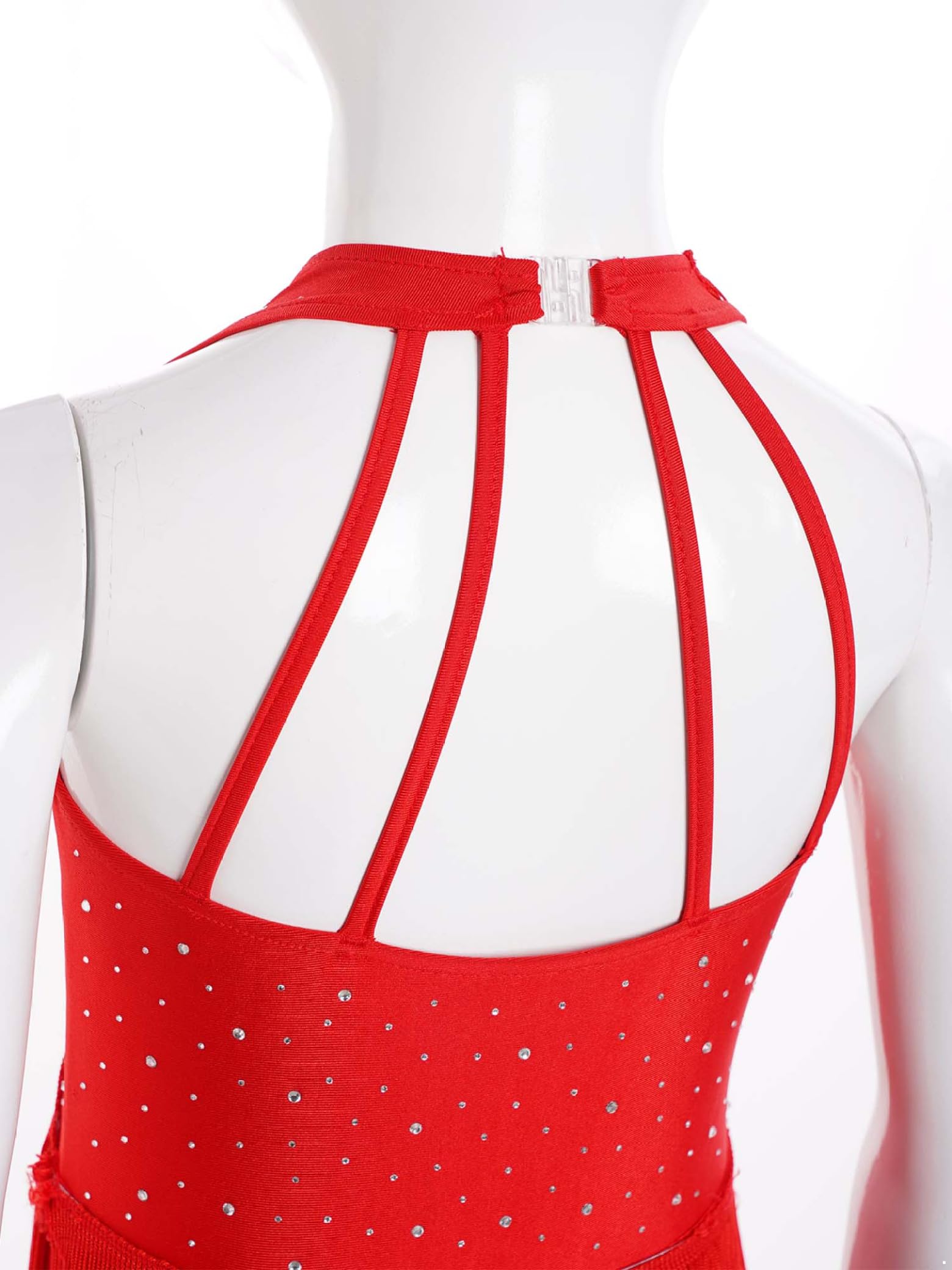 Jydiazi Vestido de baile latino para niña, con flecos, con brillantes, vestido de tango latinoamericano, Cha Cha, ropa de baile — view 3