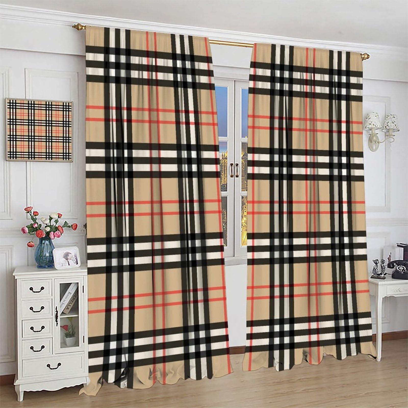 Plaid Curtains Retro Plaid Colorful Plaid Pattern Pattern Suitable