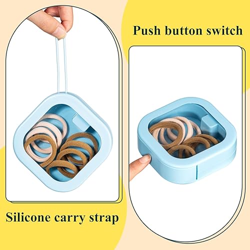 Miniatura 3 de Kathfly Organizador de lazos azules para el cabello, 4 unidades, portátil, contenedores de almacenamiento apilables para corbata, soporte para