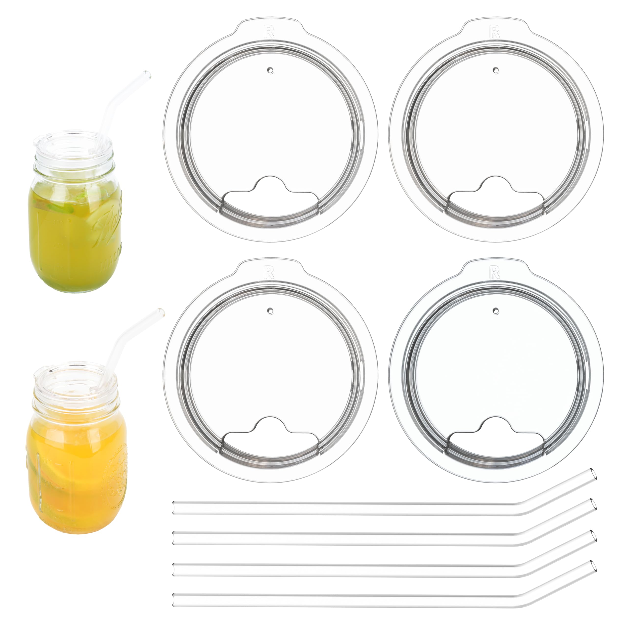 Couvercles Mason avec paille en verre bocal ouverture étroite accessoire réutilisable
