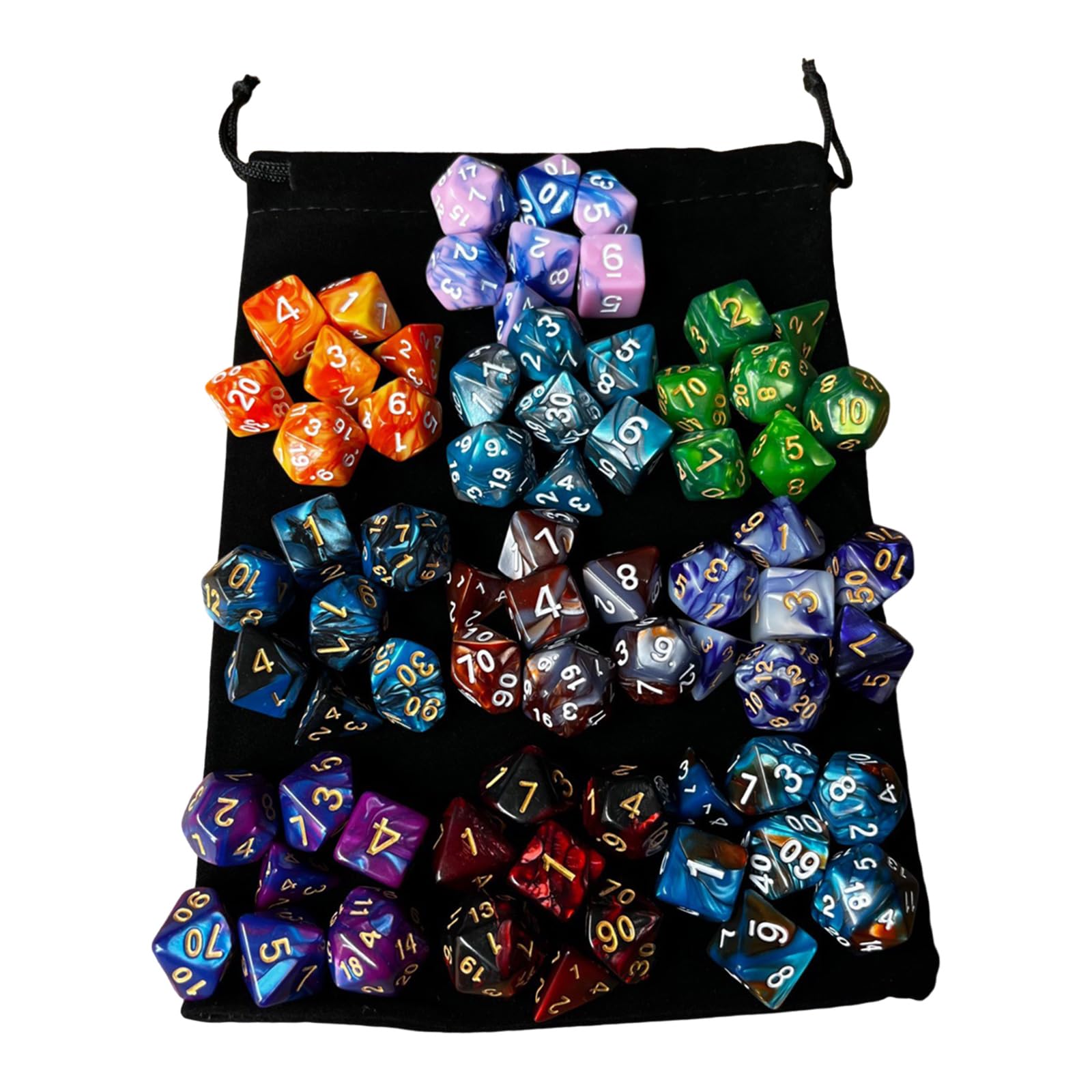 70 dadi poliedrici multilato in acrilico, 10 colori, adatti per giochi di ruolo