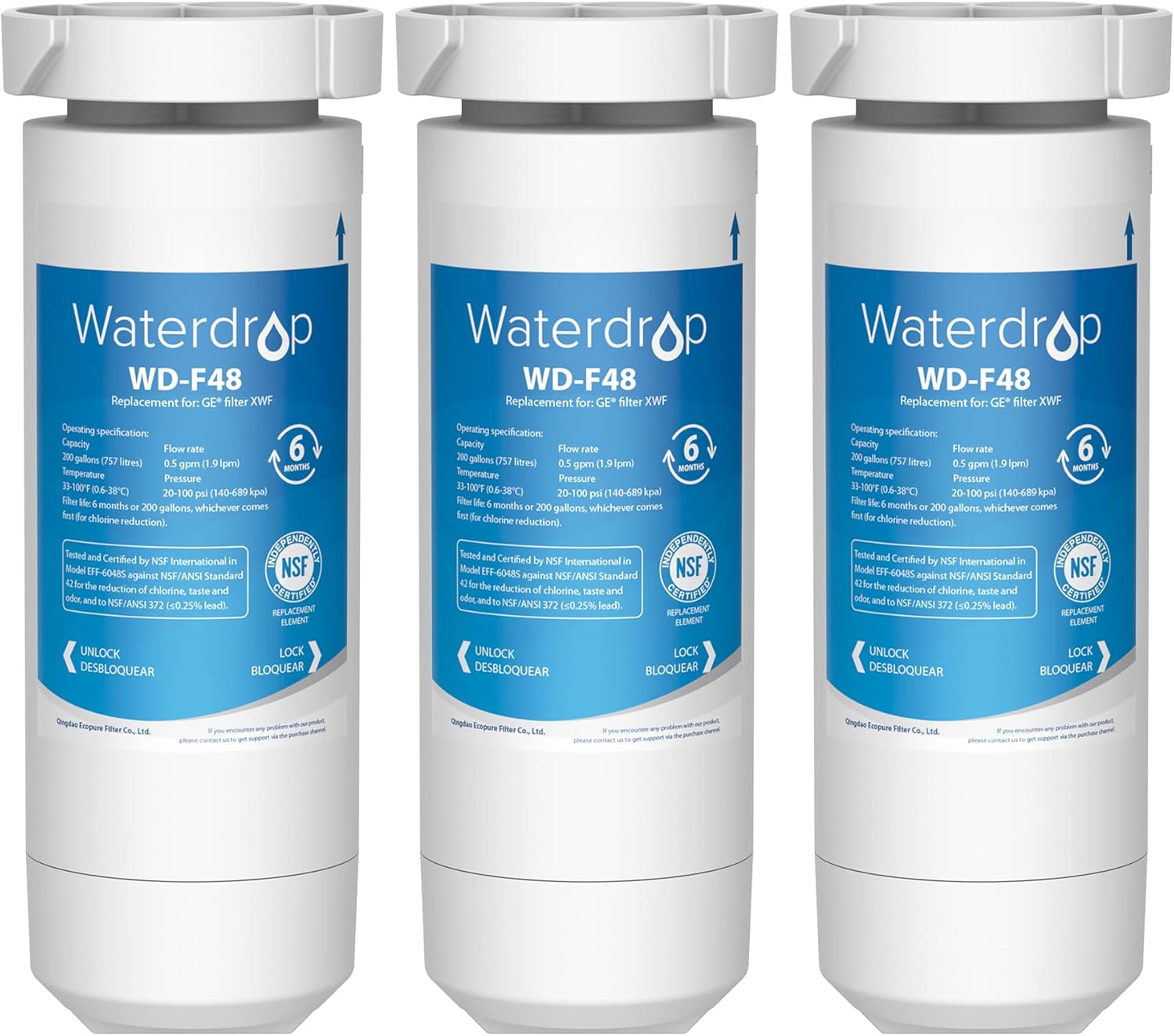 Waterdrop XWF NSF Certified Refrigerator Water Filter, Replacement for