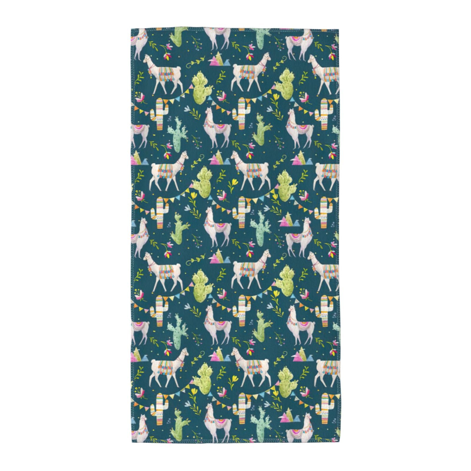 SDEGTHO Llama Animal Alpaca Tropical Cactus Soft Absorbent Long Towel For Gym Sports Picnic Leisure Use