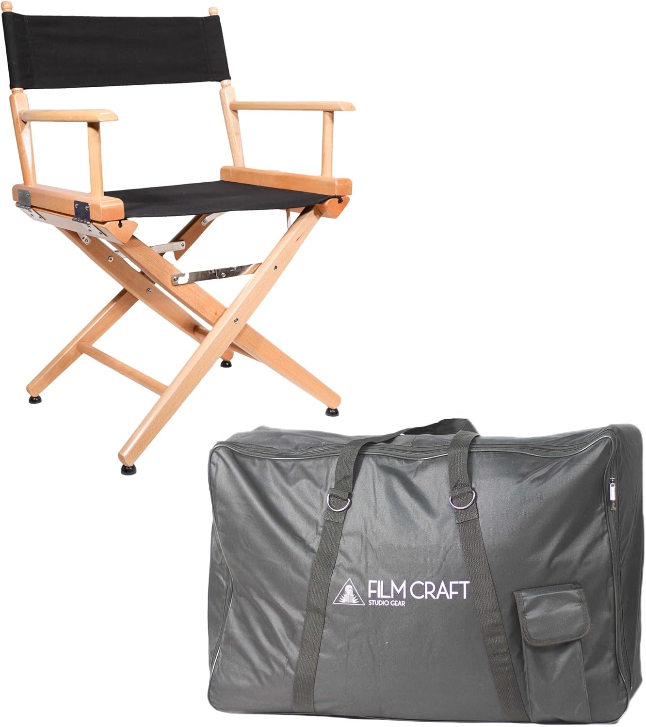 Filmcraft Low Director Chair with Carry Bag, Natural Finish