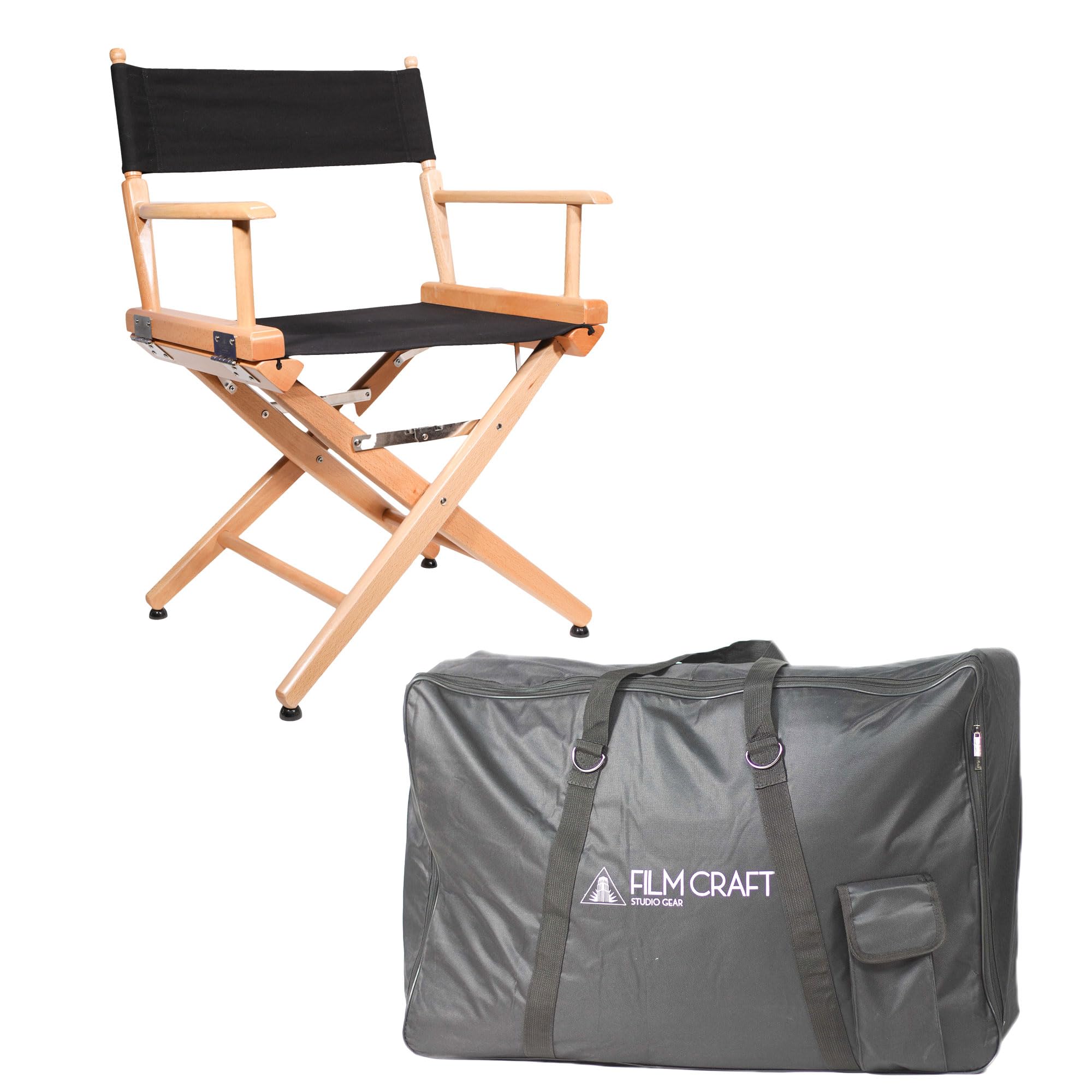 Filmcraft Low Director Chair with Carry Bag, Natural Finish