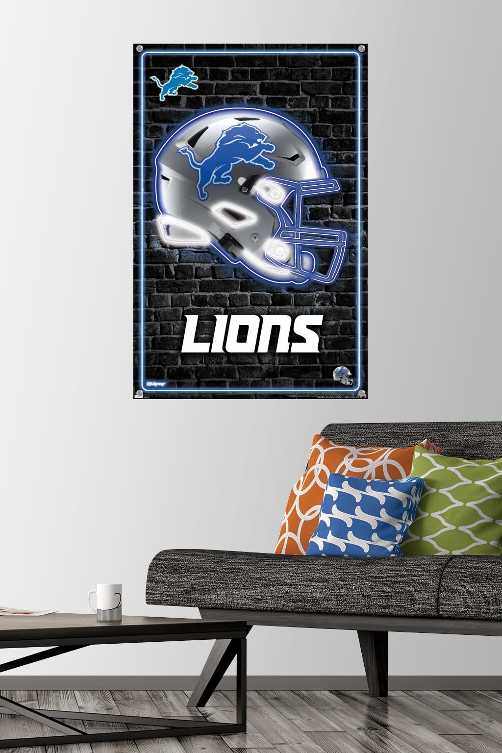 Trends International NFL Detroit Lions - Neon Helmet 23 Wall Poster, 22.37