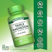 Vista 3 de Nature's Truth Triple Magnesium Complex Supplement 60 Capsules Glycinate, Citrate & Malate with D3 & Zinc Vegetarian, Non-GMO, & Gluten Free