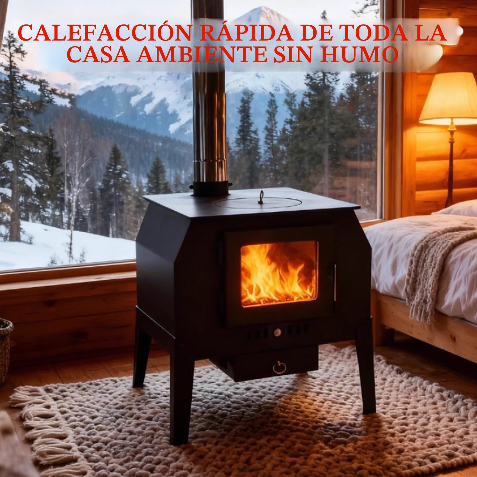 Estufa Pellets PequeñA, Estufa De LeñA con Ventana Y Horno, Doble Sellado, Sin Humo For Calentamiento RáPido For Cocinar Y Acampar