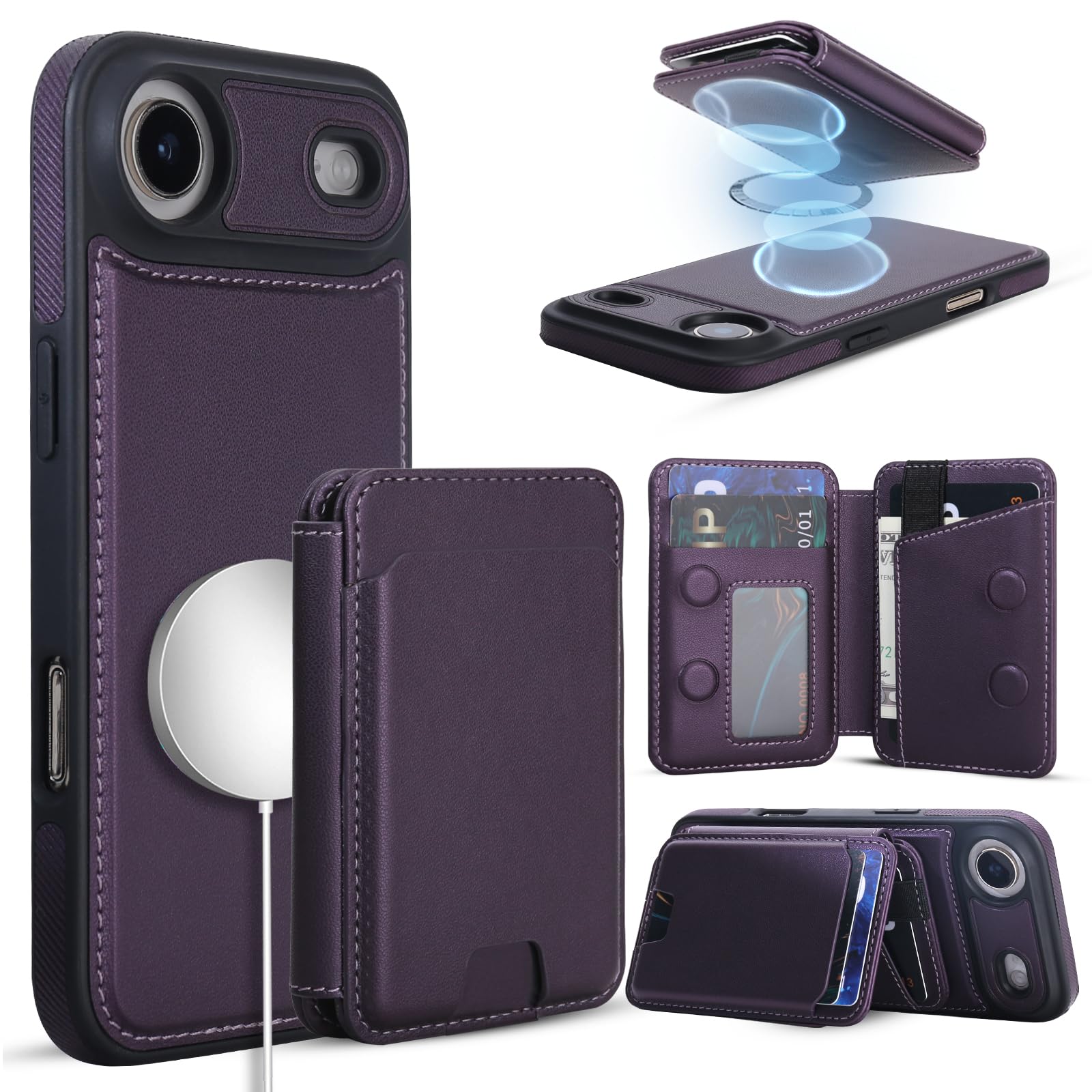 Funda magnética iPhone 17 Air antiarañazos con billetera segura 8