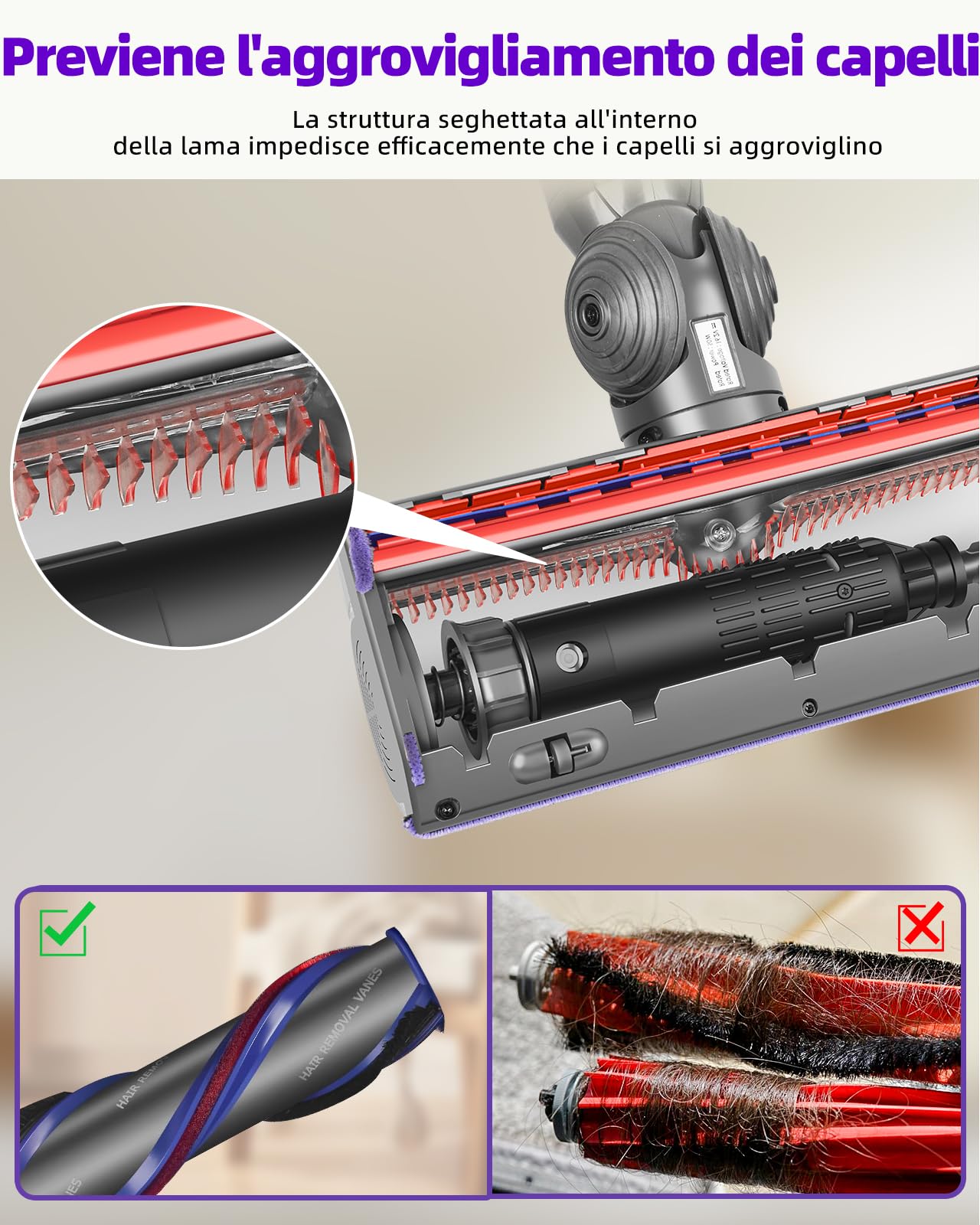 V11 V15 SV22 SV28 Spazzola High Torque per Dyson V7 V8 V10 V11 V15, Spazzola Motorizzata Ideale per Tappeti e Pavimenti Duri,Flusso d'Aria Regolabile