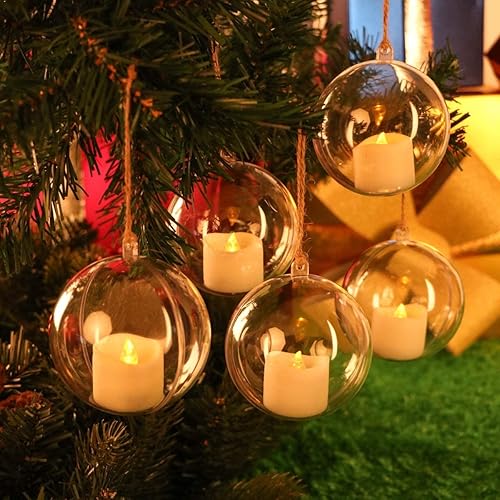 Miniatura 7 de MyoGrip Paquete de 10 adornos de plástico transparente de 3.15 pulgadas para manualidades, adornos de Navidad transparentes, bolas de adornos