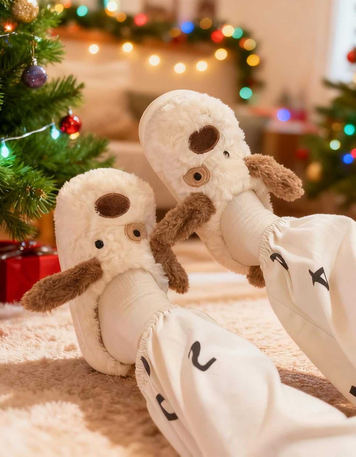 Dog Slippers for Women Men,Fluffy Animal Slippers